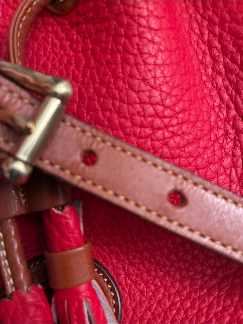 Dooney & Bourke Red Pebble All Weather Leather Drawstring Crossbody - Picture 9 of 9